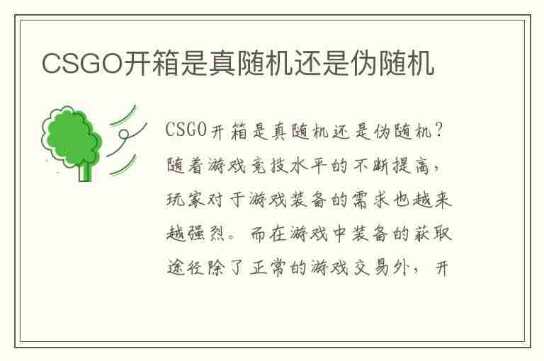 CSGO开箱是真随机还是伪随机